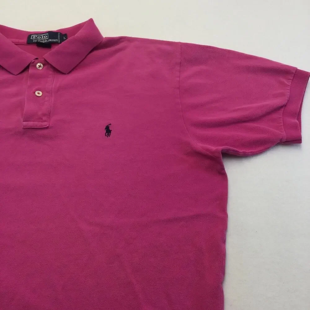 Polo By Ralph Lauren Polo Shirt Mens Large Pink Cotton Pique Short Sleeve Casual